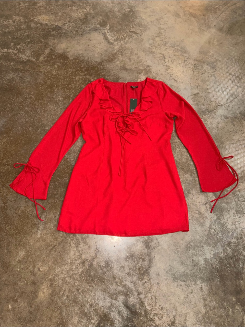 NWT Wild Fable Red Ruffle Bow Tie Mini Dress XL Christmas Game Day Festive Photo